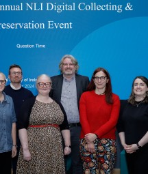 L-R Maeve Gebruers of ITMA, Kieran O'Leary of NLI, Sharon McMeekin of DPC, Eoghan Ó Carragáin of NLI, Harriet Wheelock of RCPI, Maria Ryan of NL