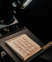 Book in cradle being digitised