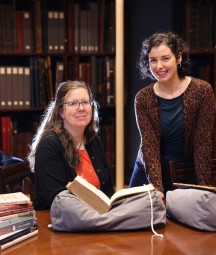 Nora Thornton and Joanne Carroll with recipes from the 18th and 19th centuries at the NLI