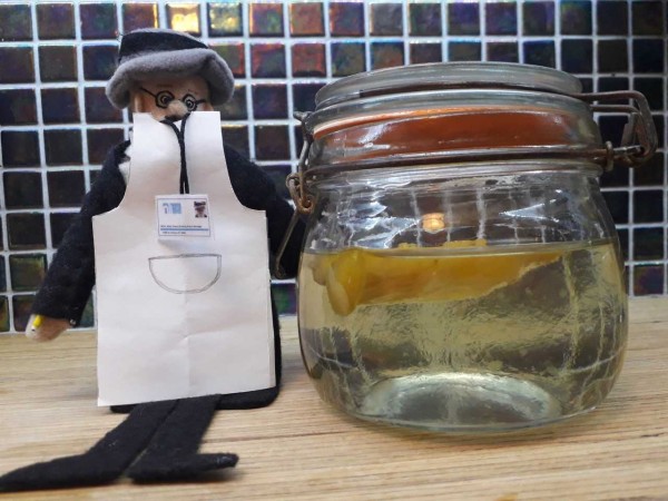 Preserved ginger in jar with James Joyce puppet