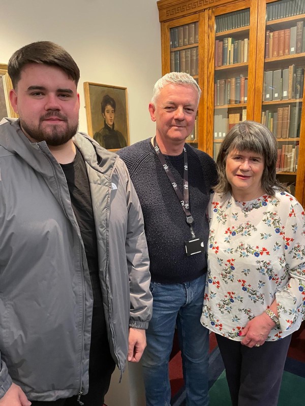 James with his wife Anne and son Jamie after giving a final presentation at the NLI, 29th November 2024