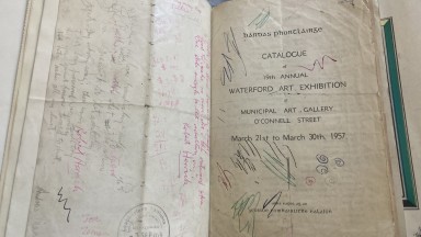Harry Kernoff papers open covered in doodles
