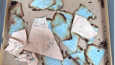 Charred Remains of Handwritten Letters