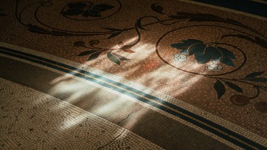 View of Main Hall mosaic floor.