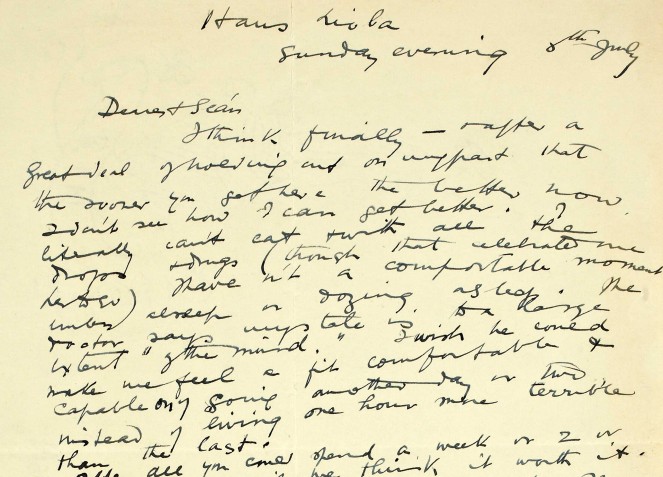 Last letter from Cáit (Mary-Kate or Kit) Ó Ceallaigh, to her husband Seán T., written from Haus Lioda, Bad Nauheim, Germany on Sunday evening, 8th July 1934. NLI ref. no. Ms. 47,977