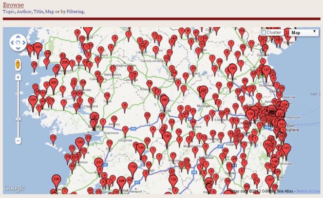 Explore clusters of Lawrence Collection photos taken all over Ireland in our Map View - 10 in Athenry, 285 in Athlone, while Dublin is hidden under the weight of photos...