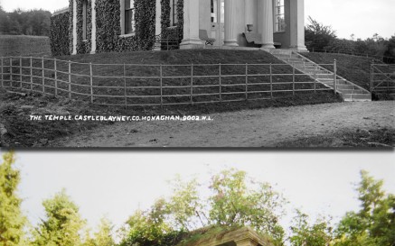 The Temple at Castleblayney, Co. Monaghan from our Lawrence Photographic Collection, late 19th century (L_ROY_09002); Then photographed on a sunny Sunday, 9 September 1990 at 1.30 p.m. (LPP_15A/26)