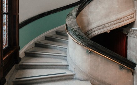 A curved stairway in the NLI's Main Library Building