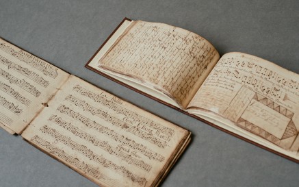 Musical scores in open books