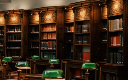 Brown bookshelves inside the NLI's Reading Room