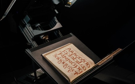 Book in cradle being digitised